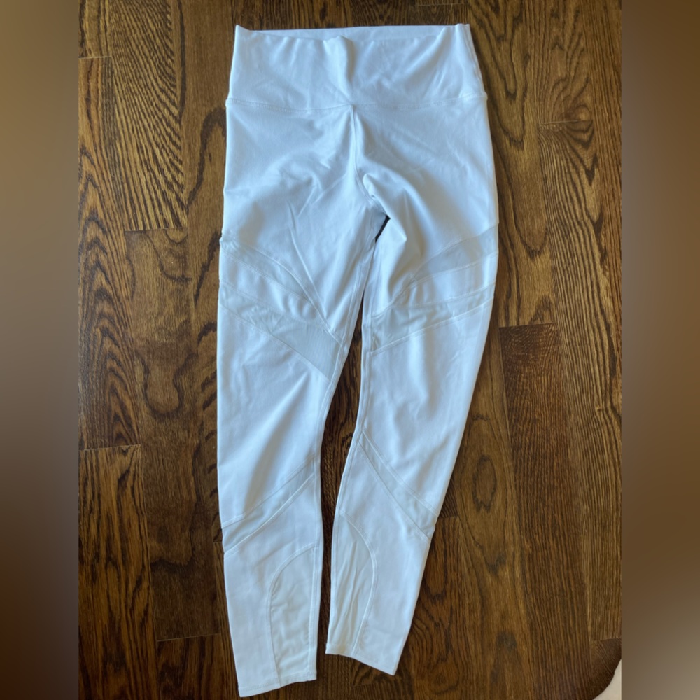 Fabletics White Leggings W/ Mesh Detail